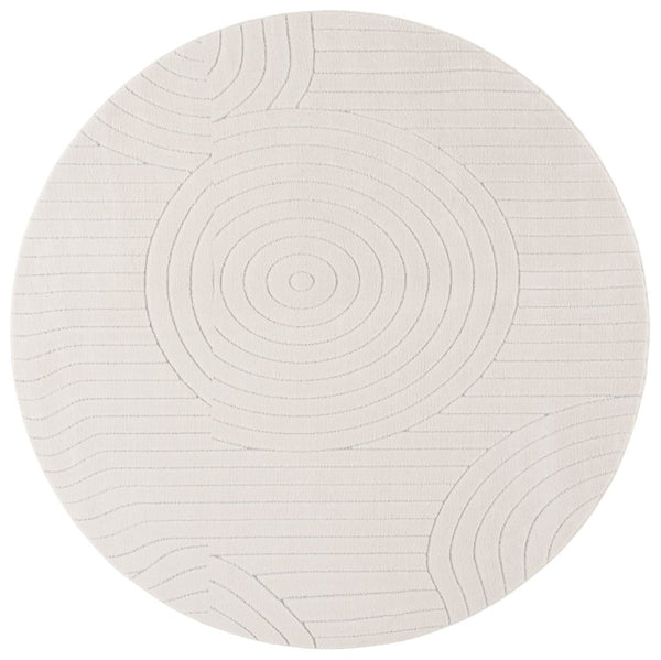 Safavieh Versaillies Geometric Ivory Polyester Runner Rug for Hallways Entryways and Kitchens 6'-0" x 6'-0" (Round) VRS664A-6R