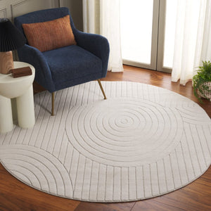 Safavieh Versaillies Geometric Ivory Polyester Runner Rug for Hallways Entryways and Kitchens 6'-0" x 6'-0" (Round) VRS664A-6R