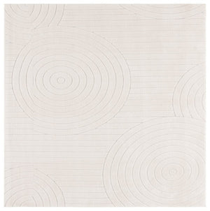 Safavieh Versaillies Geometric Ivory Polyester Runner Rug for Hallways Entryways and Kitchens 6'-0" x 6'-0" (Square) VRS664A-6SQ