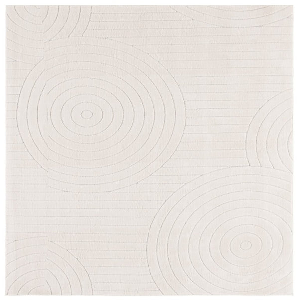 Safavieh Versaillies Geometric Ivory Polyester Runner Rug for Hallways Entryways and Kitchens 6'-0" x 6'-0" (Square) VRS664A-6SQ
