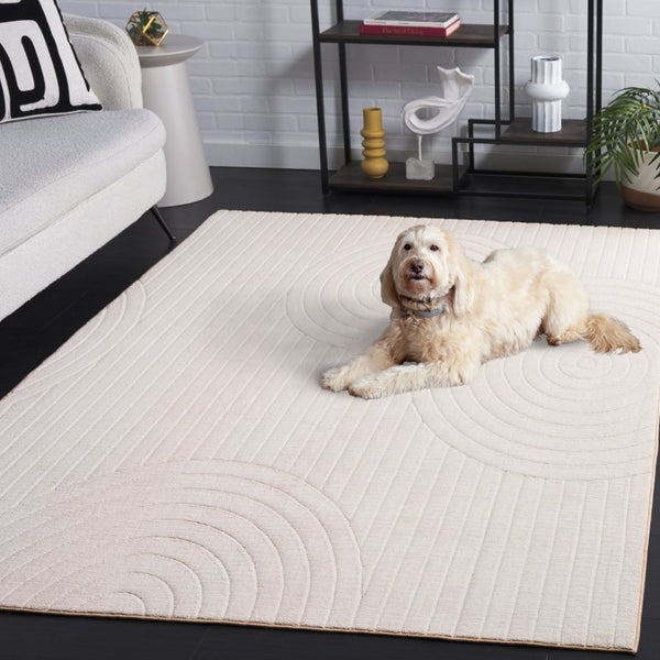 Safavieh Versaillies Geometric Ivory Polyester Runner Rug for Hallways Entryways and Kitchens 6'-0" x 9'-0" VRS664A-6