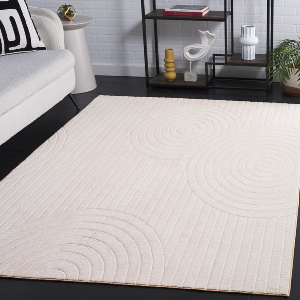 Safavieh Versaillies Geometric Ivory Polyester Runner Rug for Hallways Entryways and Kitchens 6'-0" x 9'-0" VRS664A-6