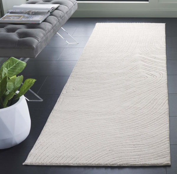 Safavieh Versaillies Ivory Geometric Runner Rug Power Loomed Polyester for Hallway or Entryway 2'-6" x 8'-0" VRS665A-28