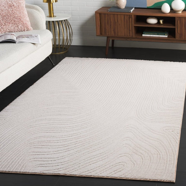 Safavieh Versaillies Ivory Geometric Runner Rug Power Loomed Polyester for Hallway or Entryway 5'-0" x 8'-0" VRS665A-5
