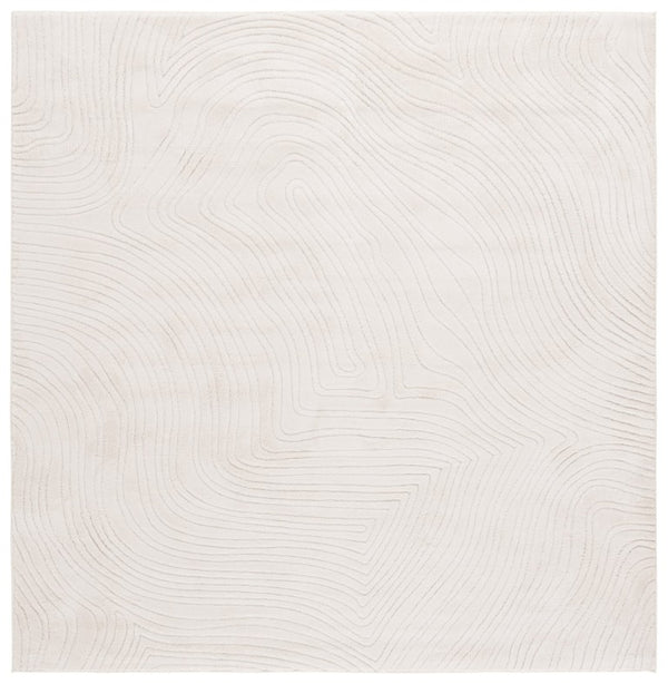 Safavieh Versaillies Ivory Geometric Runner Rug Power Loomed Polyester for Hallway or Entryway 6'-0" x 6'-0" - Square VRS665A-6SQ
