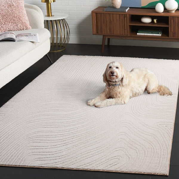 Safavieh Versaillies Ivory Geometric Runner Rug Power Loomed Polyester for Hallway or Entryway 6'-0" x 9'-0" VRS665A-6