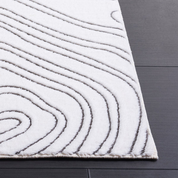 Safavieh Versailles Ivory Grey Low-Profile Rug — Power-Loomed Polyester, Stain-Resistant, Machine Washable, Slip-Resistant Backing For Entryway 3'-0" x 5'-0" VRS665F-3