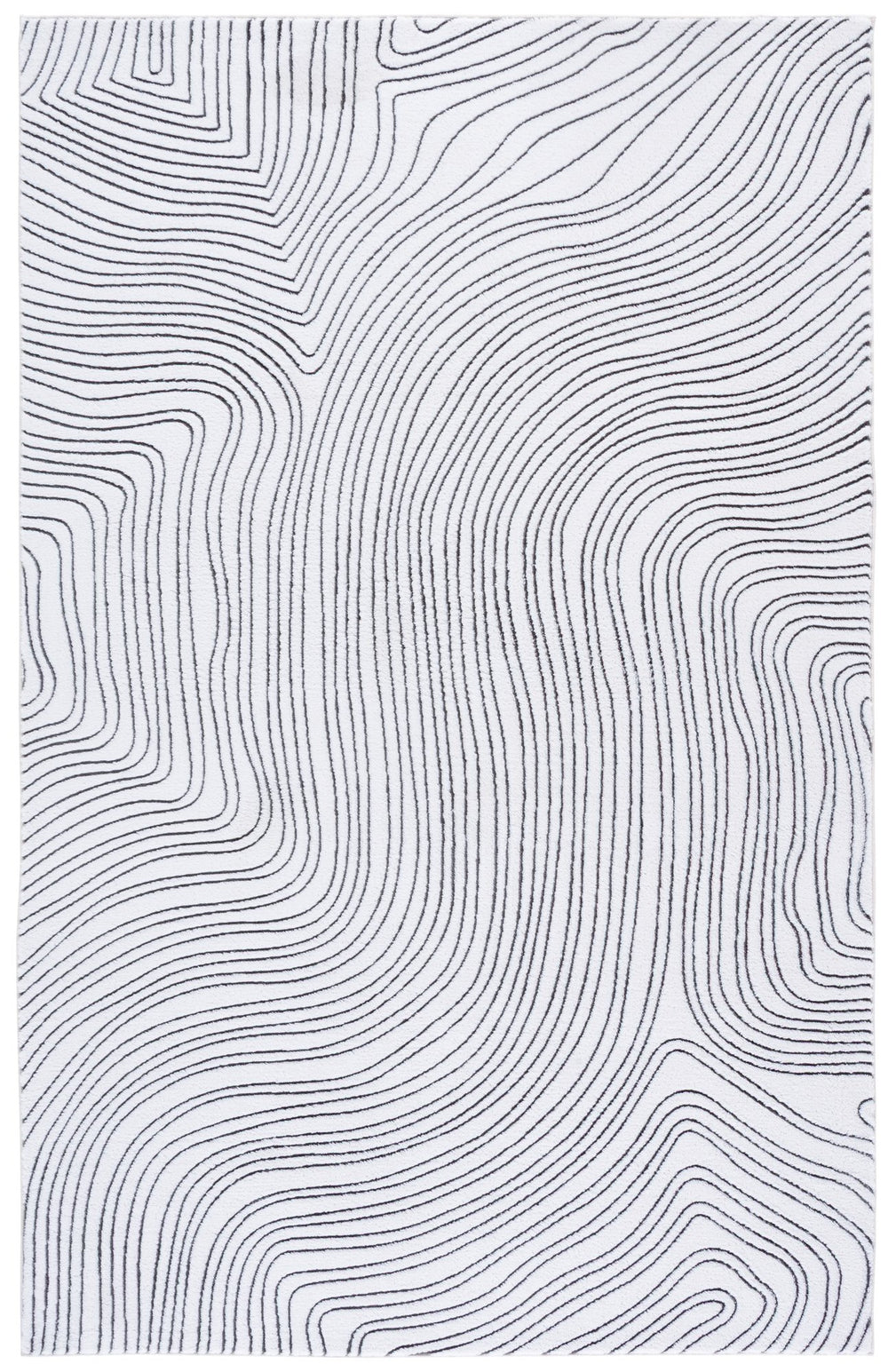 Safavieh Versailles Minimalist Ivory Grey Area Rug — Plush Polyester, Power-Loomed, Washable & Slip-Resistant 4'-0" x 6'-0" VRS665F-4