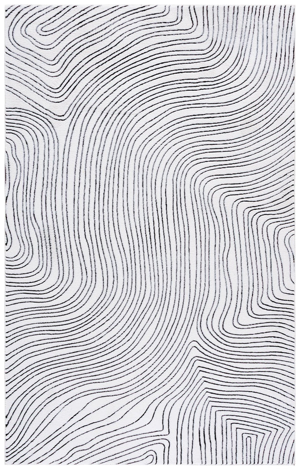 Safavieh Versailles Elegant Ivory & Black Runner — Power‑Loomed Polyester Pile, Washable, Slip‑Resistant Backing 2'-6" x 8'-0" VRS665Z-28