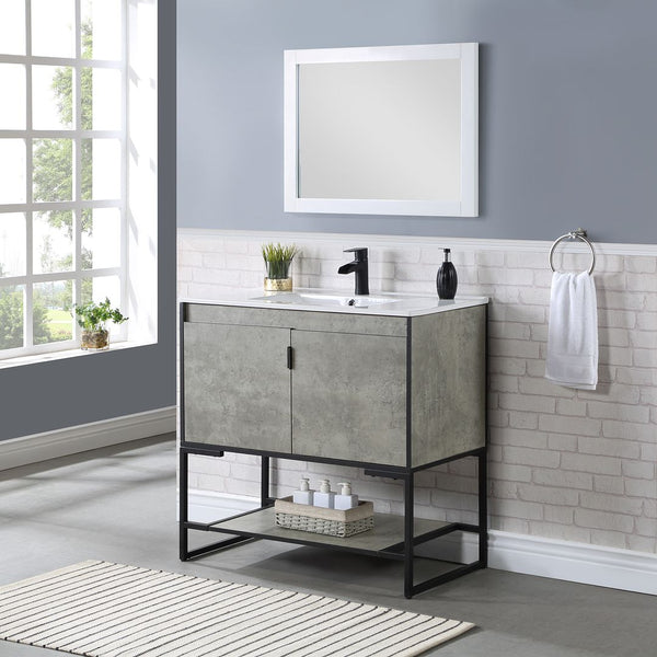 Manhattan Comfort Scarsdale Modern Vanity Sink Concrete Grey VS-3601-GY