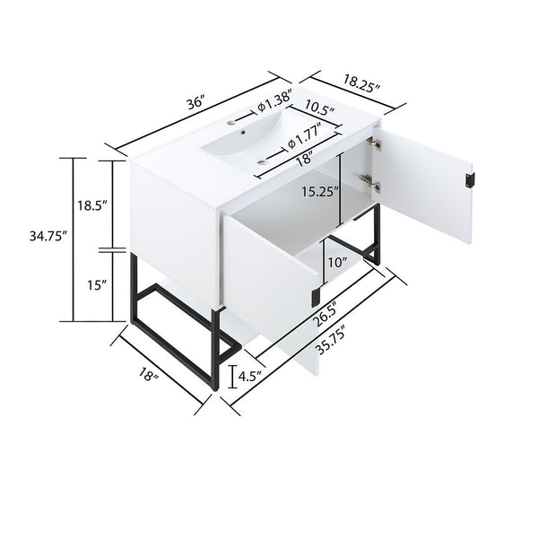 Manhattan Comfort Scarsdale Modern Vanity Sink White VS-3601-WH