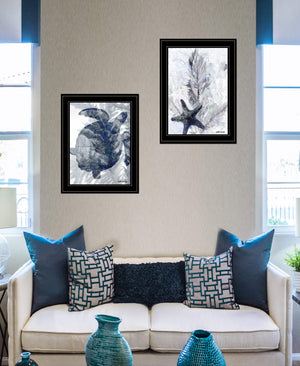 English Elm "ocean Collection" Two Piece Coastal Framed Canvas Wall Art with Matte Black Wood Frame B06788436