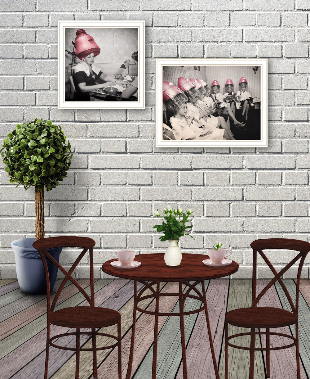 English Elm "the the Salon Collection 2 Piece Framed Wall Art Set with White Frames Ready to Hang B06789464
