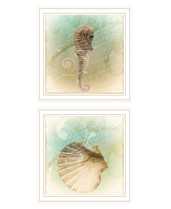 English Elm "the Sea" Sophie 6 Two-panel Coastal Framed Art White Gallery Wall Print Set B06789470