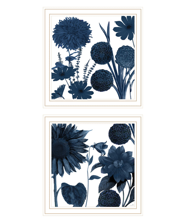 English Elm "sunflower Blues" Two-piece Framed Wall Art Set with White Frame by Sophie 6 B06789474