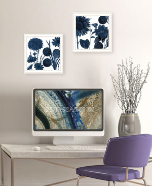 English Elm "sunflower Blues" Two-piece Framed Wall Art Set with White Frame by Sophie 6 B06789474