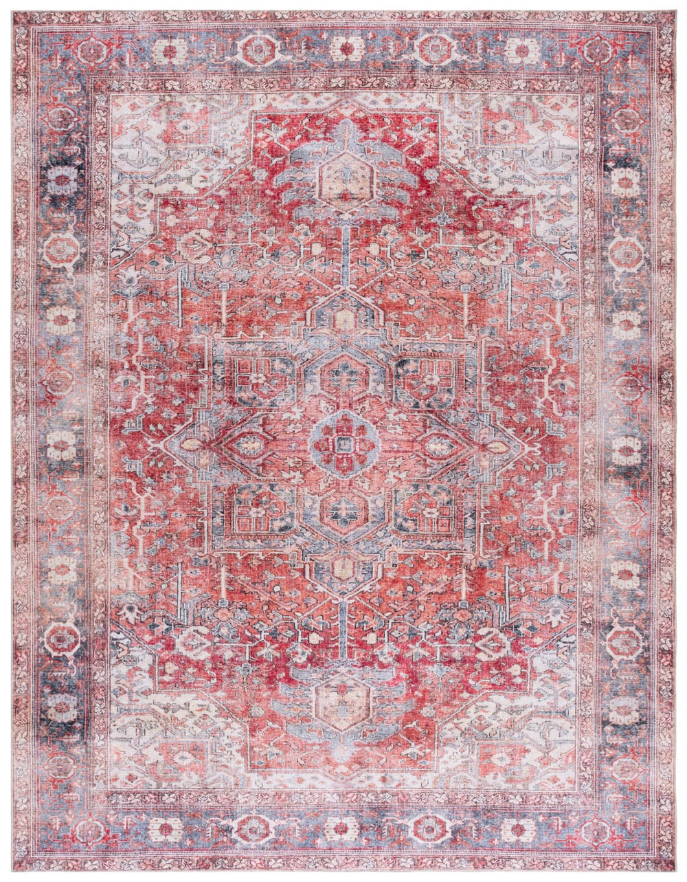 Safavieh Vintage Serapi 600q Red / Orange / Grey Red Orange ,Grey Polyester Chenille Vsp600q-8