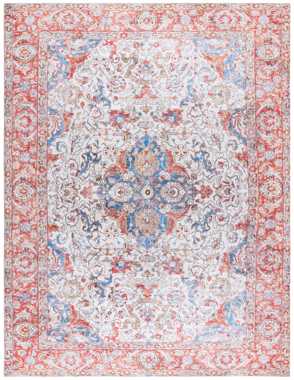 Safavieh Vintage Serapi 614q Red / Orange / Blue Red Orange ,Blue Polyester Chenille Vsp614q-9