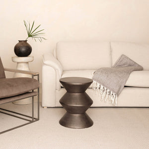Lh Imports Concrete Inverted Side Table - Unique Shape For Indoor & Outdoor Use, Stylish & Durable Design Brown Bronze Concrete Vt069-brz
