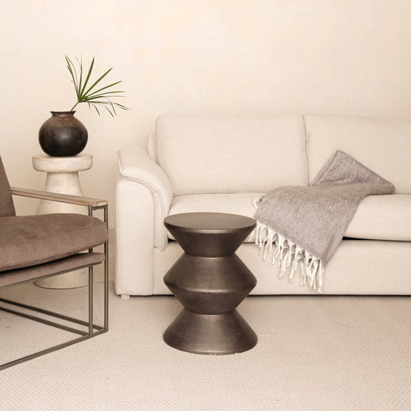 Lh Imports Concrete Inverted Side Table - Unique Shape For Indoor & Outdoor Use, Stylish & Durable Design Brown Bronze Concrete Vt069-brz