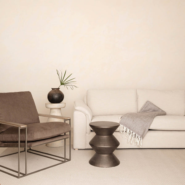 Lh Imports Concrete Inverted Side Table - Unique Shape For Indoor & Outdoor Use, Stylish & Durable Design Brown Bronze Concrete Vt069-brz