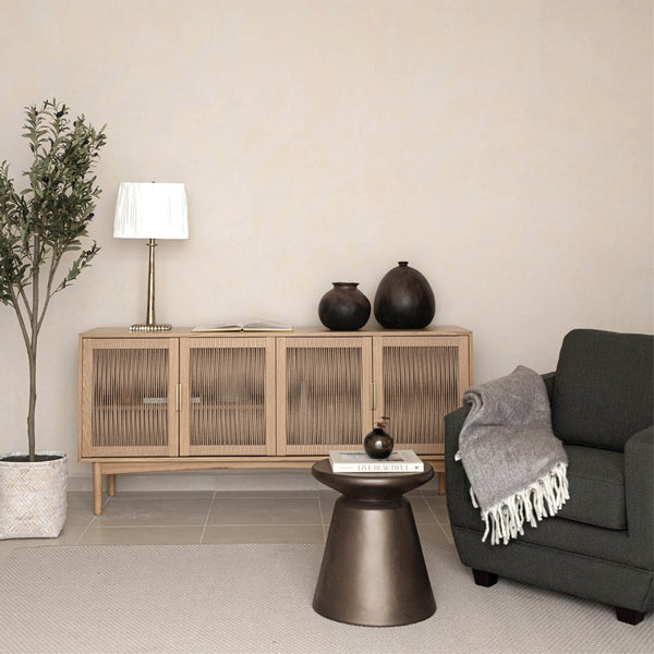 Lh Imports Concrete Mineral Side Table - Stylish Bronze Accent For Indoor/Outdoor Decor And Home Beautification Brown Bronze Concrete Vt072-brz
