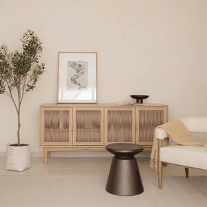 Lh Imports Concrete Mineral Side Table - Stylish Bronze Accent For Indoor/Outdoor Decor And Home Beautification Brown Bronze Concrete Vt072-brz
