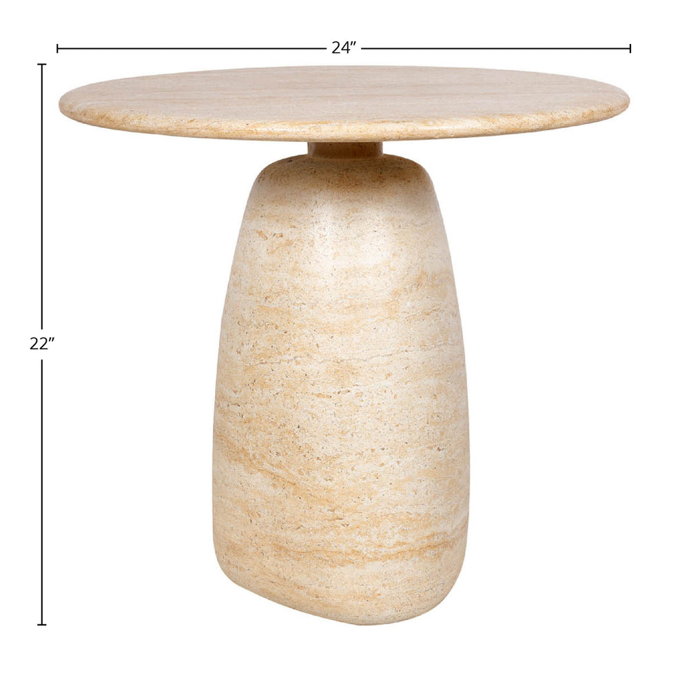 Lh Imports Olympia Side Table - Low | Stylish Indoor & Outdoor Accent Table For Drinks & Reading Comfort Beige Concrete Vt075s