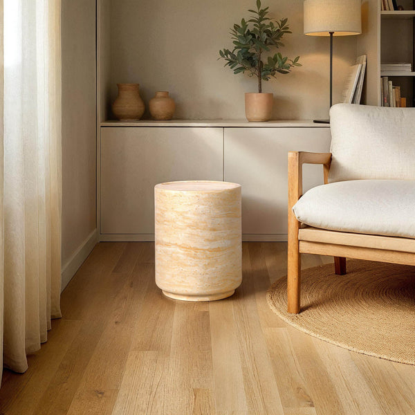 Lh Imports Zac Multifunctional Side Table & Seating Stool - Stylish Indoor/Outdoor Decor For Any Space Beige Concrete Vt080