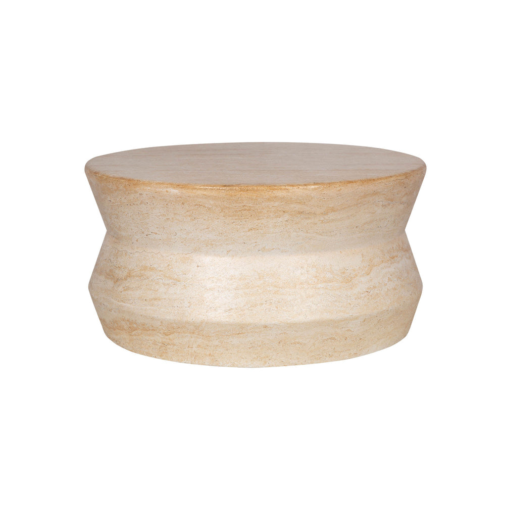 Lh Imports Zac Coffee Table - Elegant Rounded Design With Serene Travertine Finish For Indoor & Outdoor Use Beige Concrete Vt081