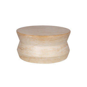 Lh Imports Zac Coffee Table - Elegant Rounded Design With Serene Travertine Finish For Indoor & Outdoor Use Beige Concrete Vt081