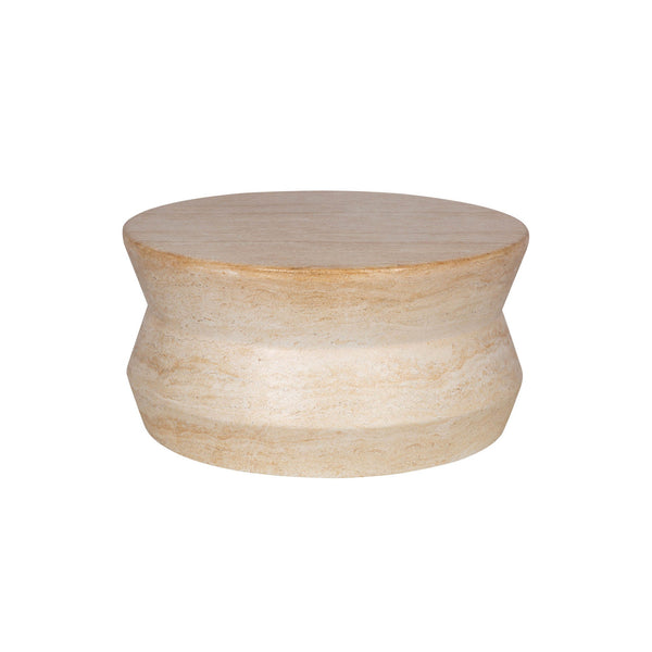 Lh Imports Zac Coffee Table - Elegant Rounded Design With Serene Travertine Finish For Indoor & Outdoor Use Beige Concrete Vt081