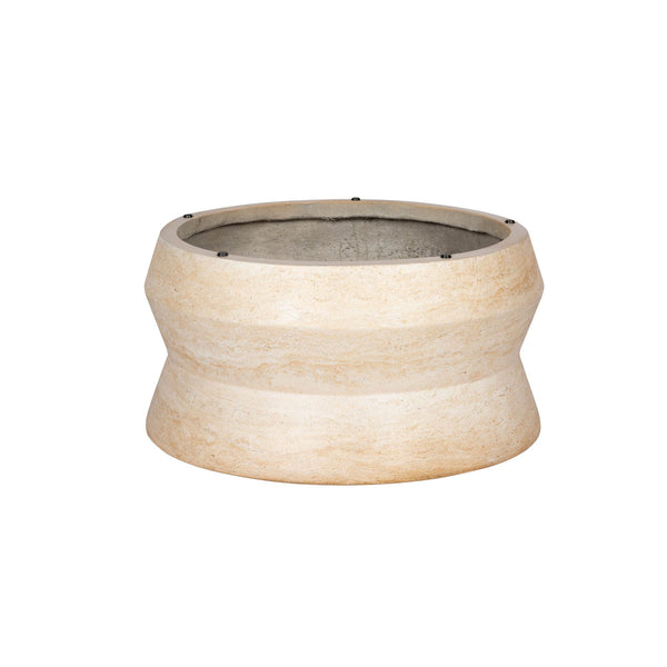 Lh Imports Zac Coffee Table - Elegant Rounded Design With Serene Travertine Finish For Indoor & Outdoor Use Beige Concrete Vt081