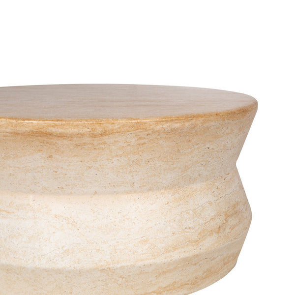 Lh Imports Zac Coffee Table - Elegant Rounded Design With Serene Travertine Finish For Indoor & Outdoor Use Beige Concrete Vt081