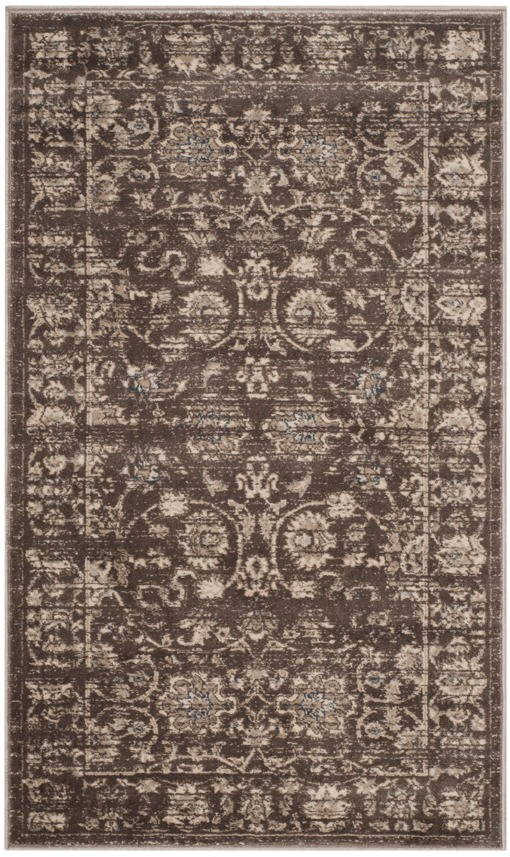 Safavieh Vintage Elegant Area Rug With Traditional Floral Design, Durable Power-loomed Construction, Made In Turkey Brown ,Ivory Polypropylene Pile Vtg430b-35