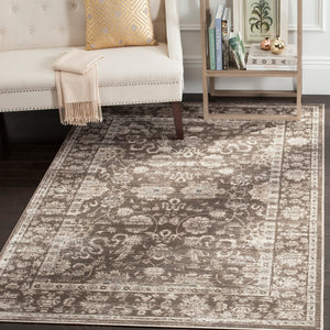 Safavieh Vintage Elegant Area Rug With Traditional Floral Design, Durable Power-loomed Construction, Made In Turkey Brown ,Ivory Polypropylene Pile Vtg430b-35