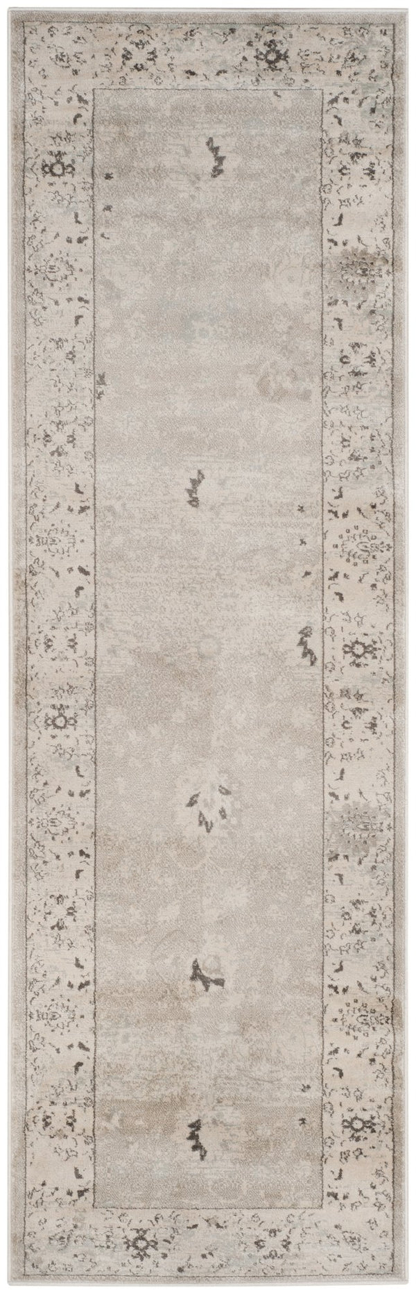 Safavieh Vintage Runner Area Rug - Elegant Power-loomed Design For Hallways, Kitchens, And Entryways Light Grey ,Ivory Polypropylene Pile Vtgb433d-27
