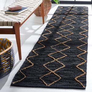 Safavieh Vintage Hand-Woven Leather Rug 8X10 Black & Natural Geometric Design — Plush 3/8" Pile, Durable Blend 10'-0" x 14'-0" VTL801Z-10