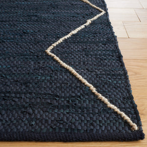 Safavieh Vintage Hand‑Woven Leather Rug 8X10 Black & Natural Geometric Plush 3/8" Pile Durable Style 9'-0" x 12'-0" VTL801Z-9
