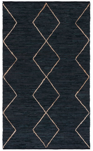 Safavieh Vintage Hand‑Woven Leather Rug 8X10 Black & Natural Geometric Plush 3/8" Pile Durable Style 9'-0" x 12'-0" VTL801Z-9
