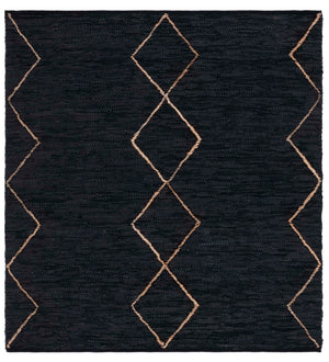 Safavieh Vintage Hand‑Woven Leather Rug 8X10 Black & Natural Geometric Plush 3/8" Pile Durable Style 9'-0" x 12'-0" VTL801Z-9