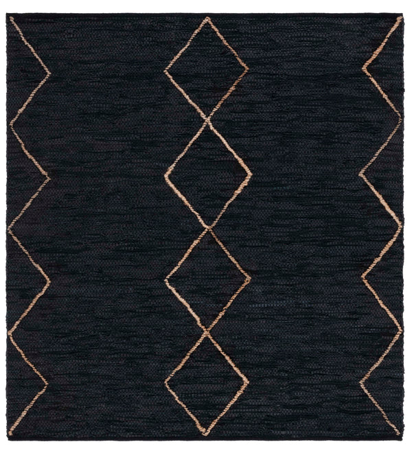 Safavieh Vintage Hand‑Woven Leather Rug 8X10 Black & Natural Geometric Plush 3/8" Pile Durable Style 9'-0" x 12'-0" VTL801Z-9