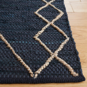 Safavieh Vintage Hand-Woven Leather Rug 8'X10' — Black & Natural Geometric Diamonds, Durable Low-Profile Luxury VTL802Z-9