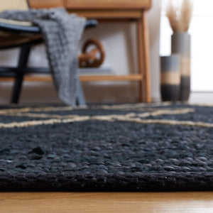 Safavieh Vintage Hand-Woven Leather Rug 8'X10' — Black & Natural Geometric Diamonds, Durable Low-Profile Luxury VTL802Z-9