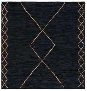 Safavieh Vintage Hand-Woven Leather Rug 8'X10' — Black & Natural Geometric Diamonds, Durable Low-Profile Luxury VTL802Z-9