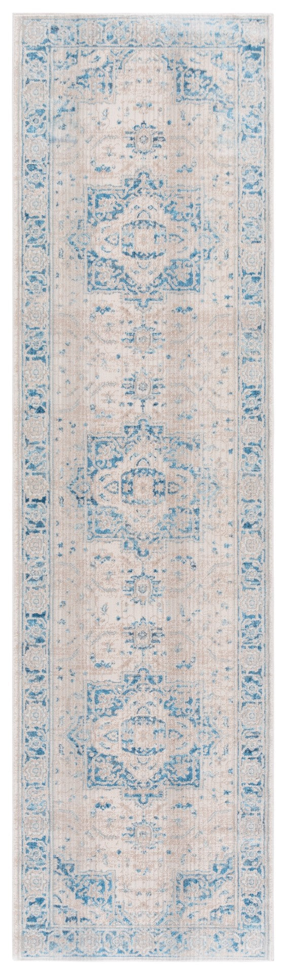 Safavieh Vintage Persian Area Rug - Timeless Elegance With Distressed Medallion Design For Any Home Decor Ivory ,Blue Polyester Vtp447m-26