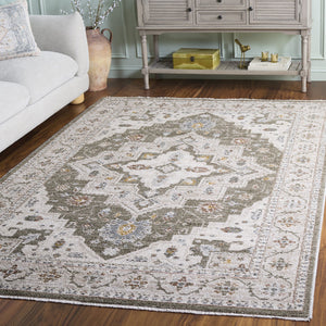 Safavieh Vintage Rosewood 500y Green/Ivory Area Rug - Elegant 5'3" X 7'3" Transitional Design For Any Space Green ,Ivory Polyester Pile Vtr500y-5