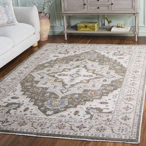 Safavieh Vintage Rosewood 500y Green/Ivory Area Rug - Elegant 5'3" X 7'3" Transitional Design For Any Space Green ,Ivory Polyester Pile Vtr500y-5