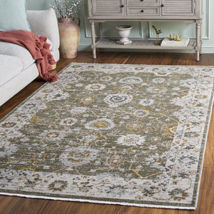 Safavieh Vintage Elegant Transitional Area Rug In Ivory And Grey With Rust Accents For Stylish Decor Green ,Ivory Rust Polyester Pile Vtr502y-5