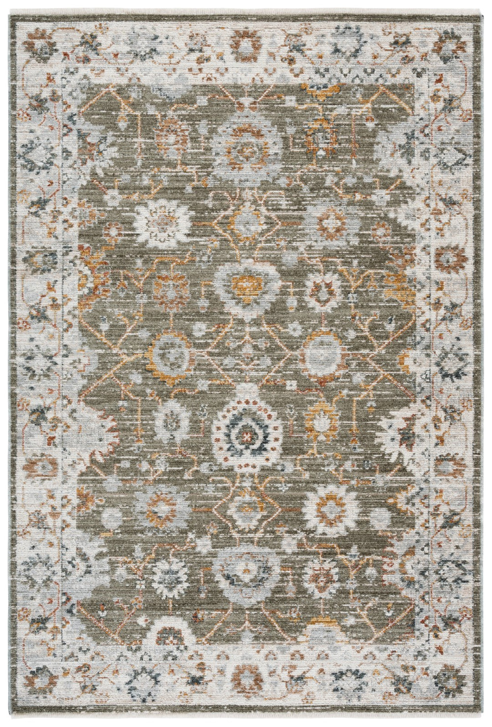 Safavieh Vintage Area Rug - Elegant Transitional Design For Hallways, Durable And Easy To Maintain Luxury Decor Ivory ,Grey Rust Polyester Pile Vtr502a-6sq